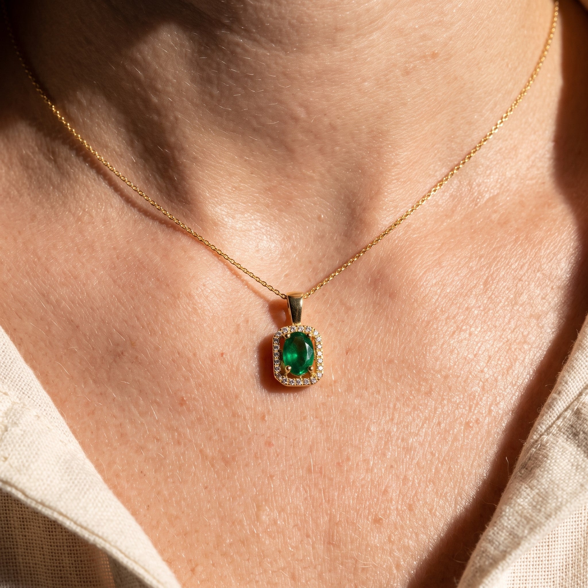 LALI Emerald & Diamond Pendant with Chain