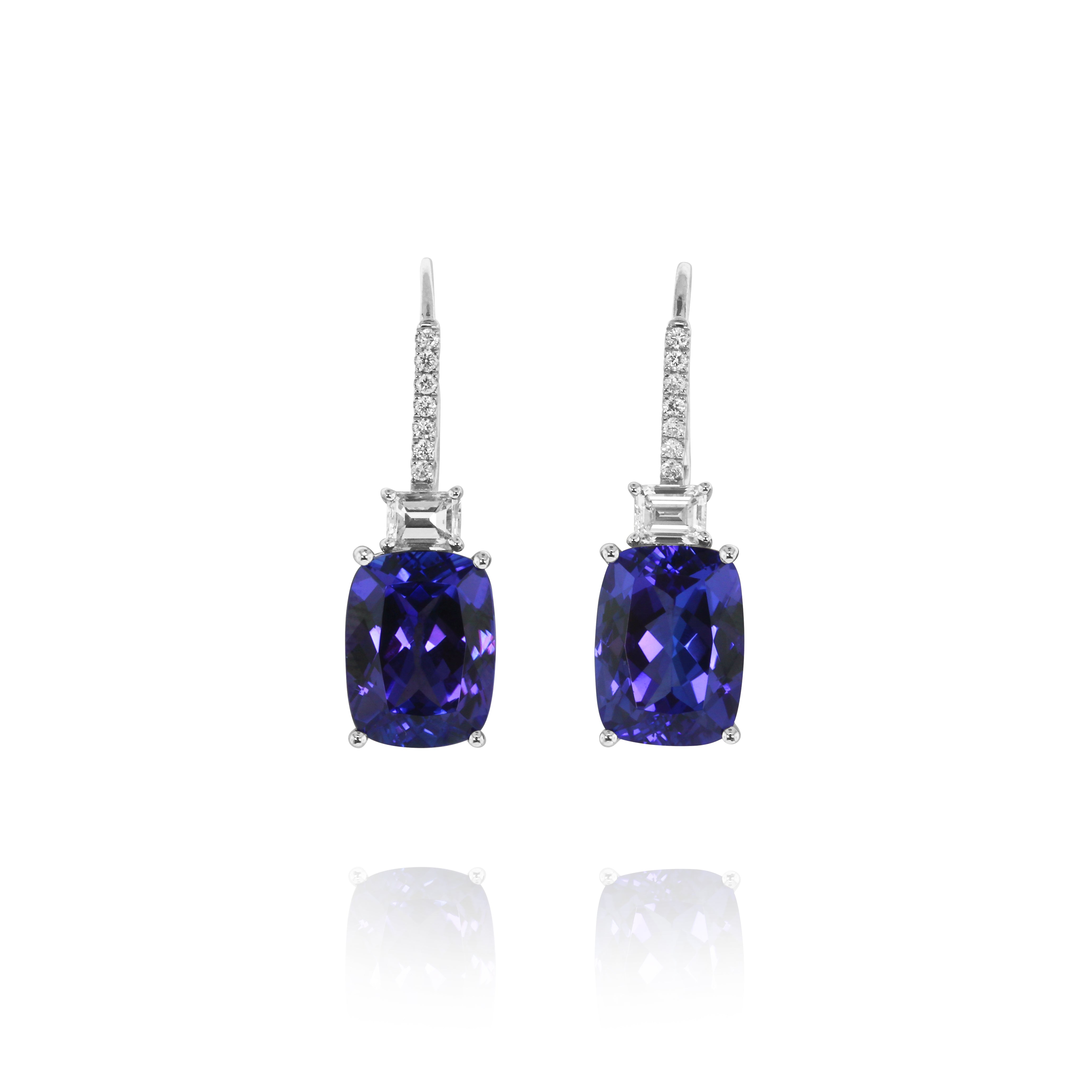 Tanzanite & Diamond Wing Earrings by Yael available at Talisman Collection Fine Jewelers in El Dorado Hills, CA and online. These swoon-worthy tanzanite earrings are so striking you'll never want to take them off! Featuring 8.73 cts of emerald-cut tanzanites and 0.86 ct of round white diamonds set in 18k white gold. True stunners and beautifully crafted, they are a timeless addition to your collection.