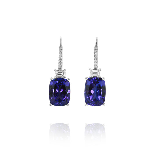 Tanzanite & Diamond Wing Earrings by Yael available at Talisman Collection Fine Jewelers in El Dorado Hills, CA and online. These swoon-worthy tanzanite earrings are so striking you'll never want to take them off! Featuring 8.73 cts of emerald-cut tanzanites and 0.86 ct of round white diamonds set in 18k white gold. True stunners and beautifully crafted, they are a timeless addition to your collection.