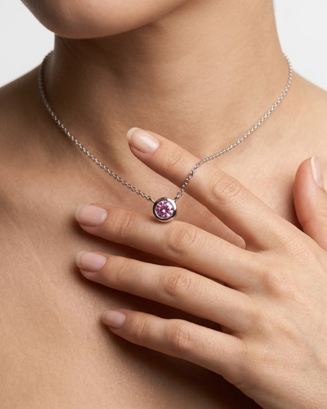 Ostbye Pink Sapphire Bezel Pendant Necklace