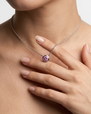 Ostbye Pink Sapphire Bezel Pendant Necklace