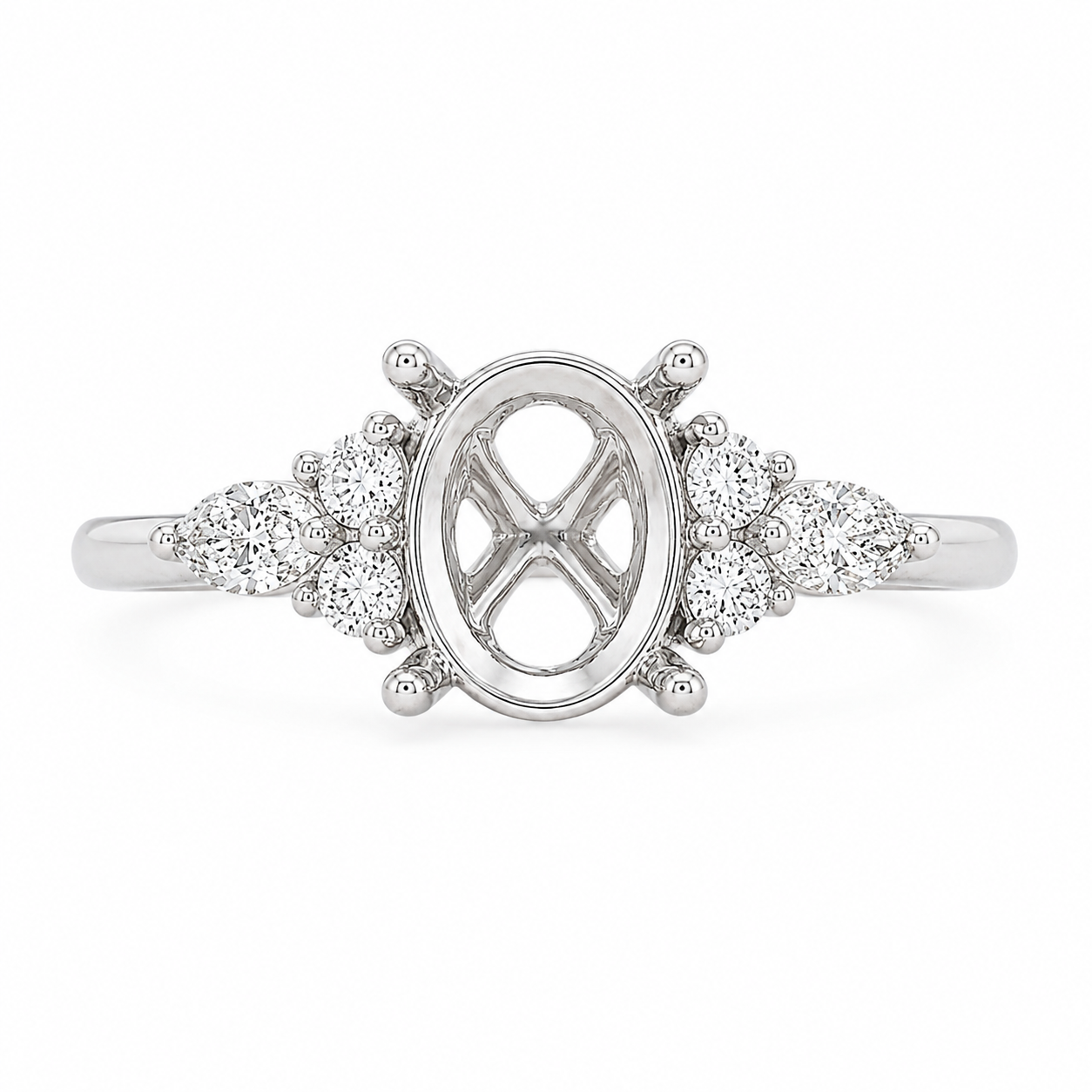 Malakan Marquise & Round Diamond Semi-Mount