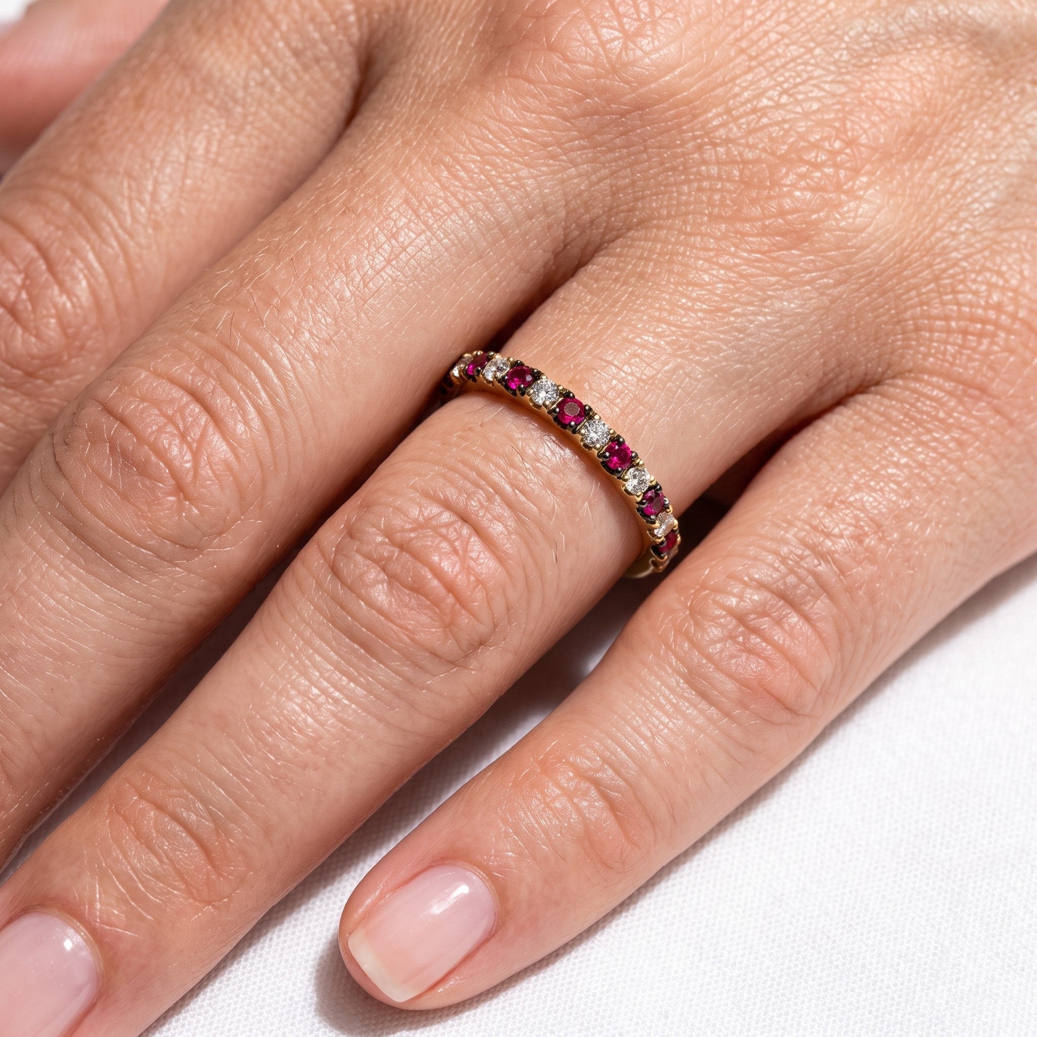 LALI Ruby &amp; Diamond Half Eternity Ring