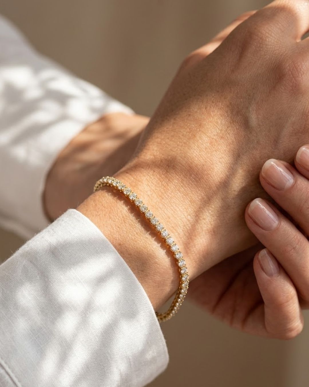 Malakan Yellow Gold Diamond Tennis Bracelet