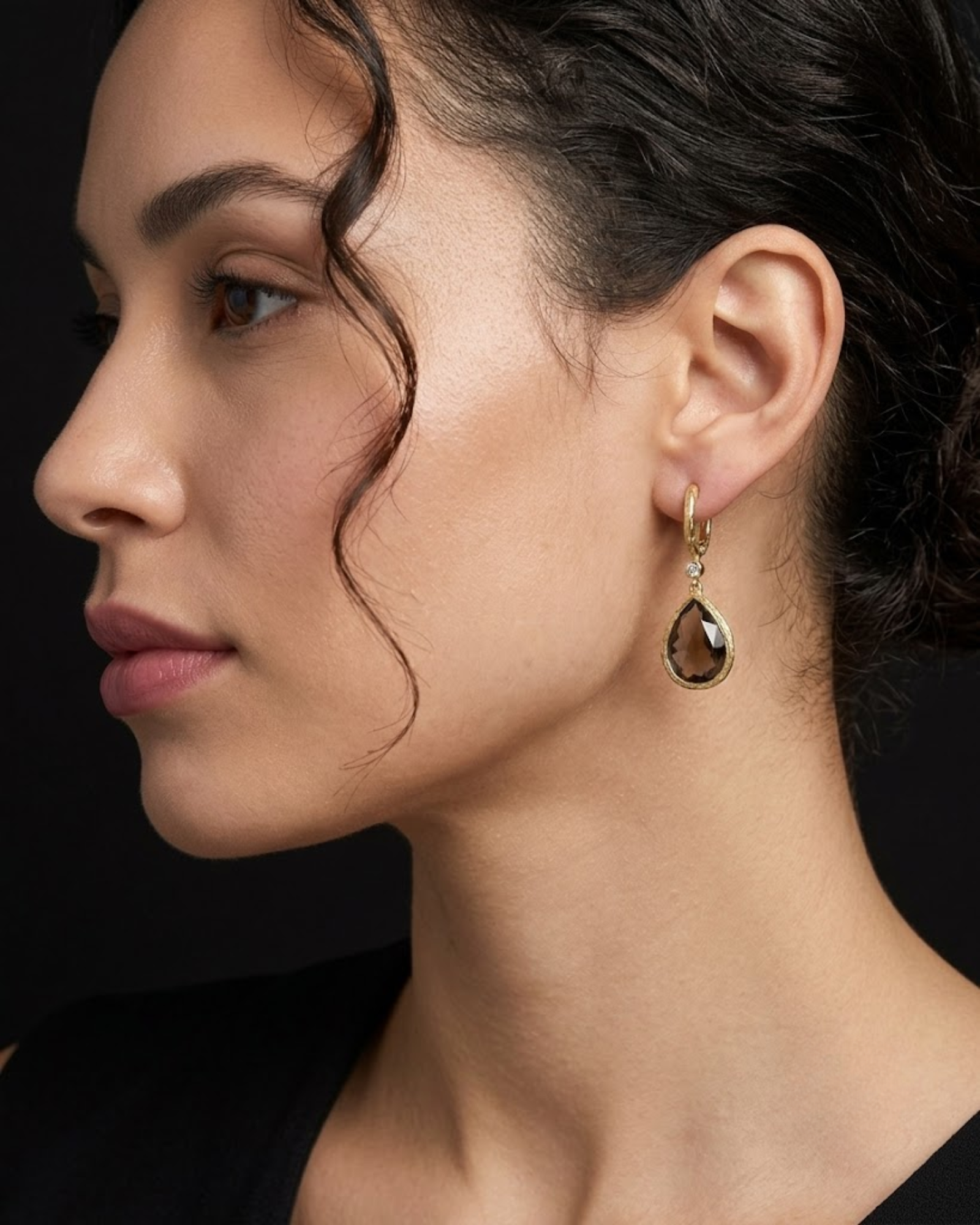 Royal Smoky Quartz & Diamond Earrings