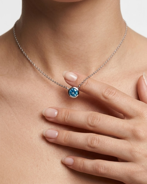 Ostbye Blue Topaz Bezel Pendant Necklace