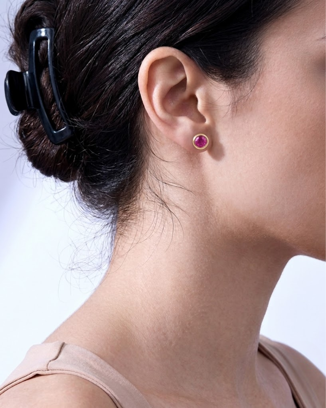 Ostbye Ruby Bezel Stud Earrings