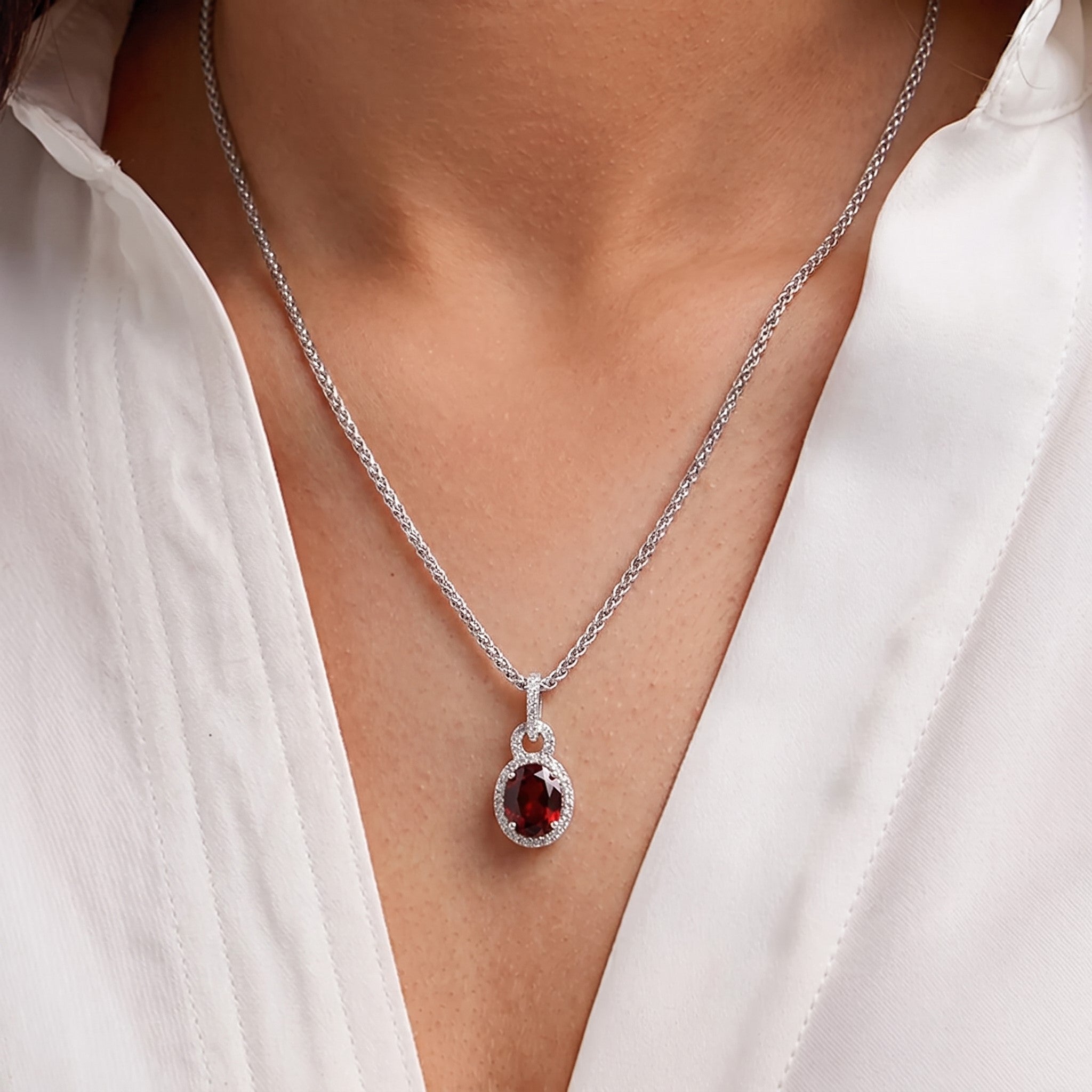 LALI Garnet & Diamond Pendant Necklace