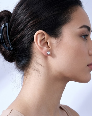 Ostbye White Sapphire Bezel Stud Earrings
