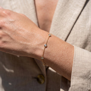Malakan Yellow Gold Diamond Station Bracelet