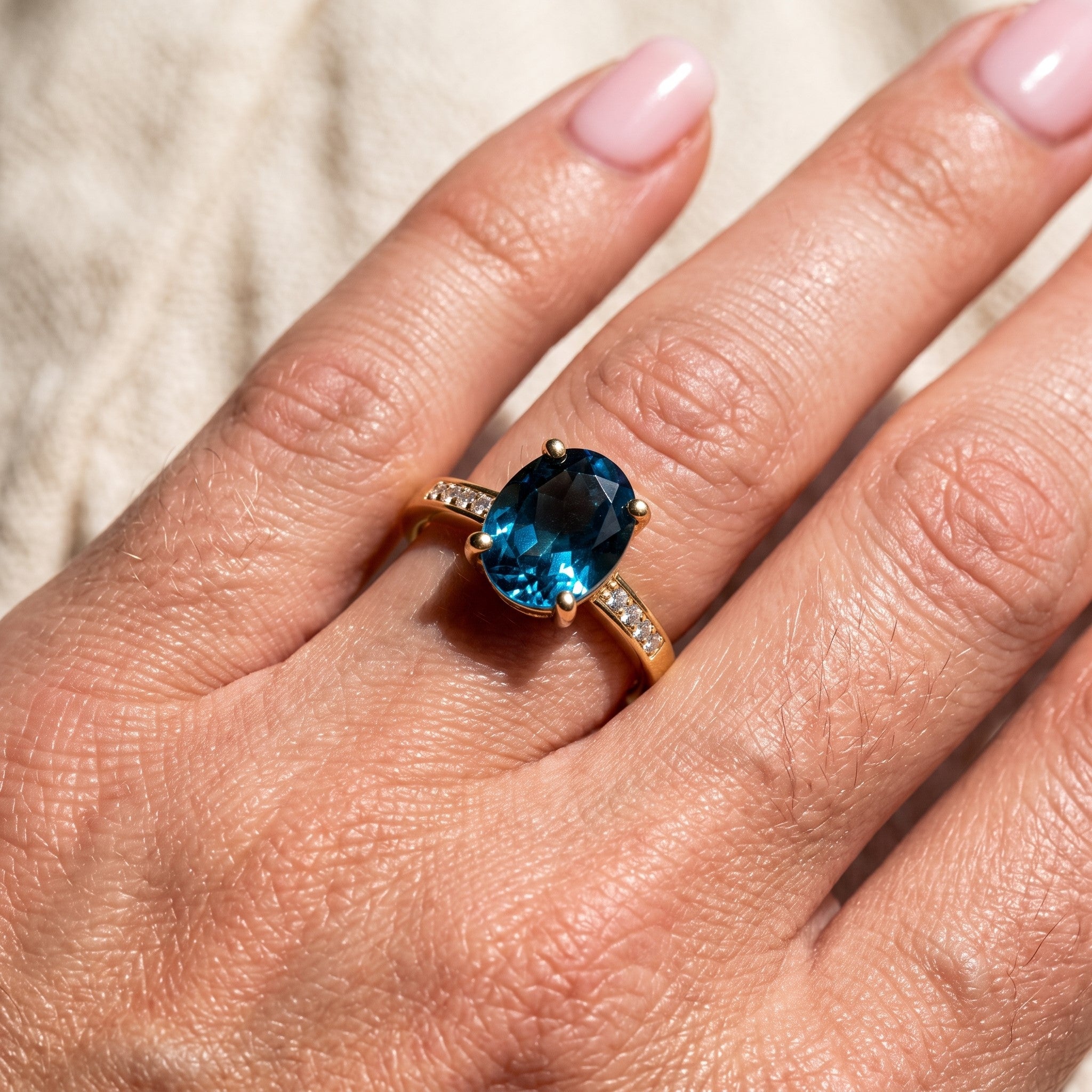 LALI London Blue Topaz & Diamond Ring