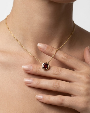 Ostbye Garnet Bezel Pendant Necklace