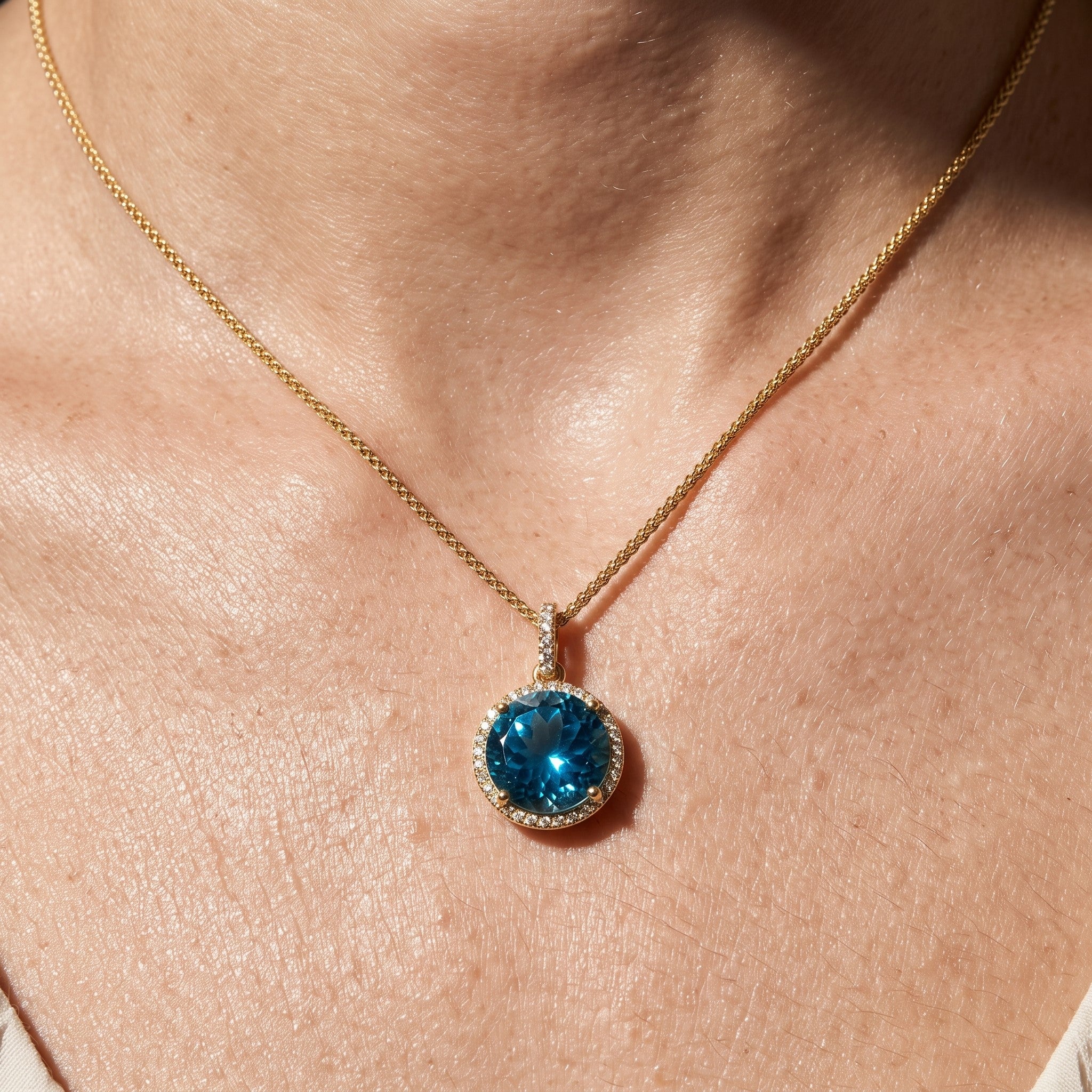 LALI London Blue Topaz & Diamond Pendant Necklace