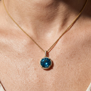 LALI London Blue Topaz & Diamond Pendant Necklace