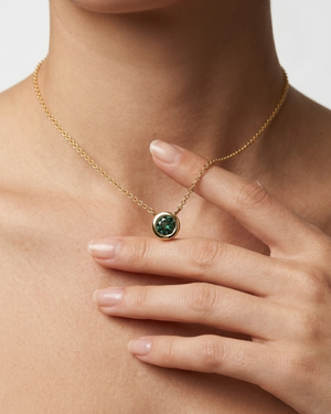Ostbye Emerald Bezel Pendant Necklace