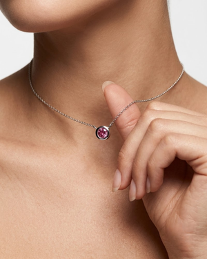 Ostbye Pink Tourmaline Bezel Pendant Necklace