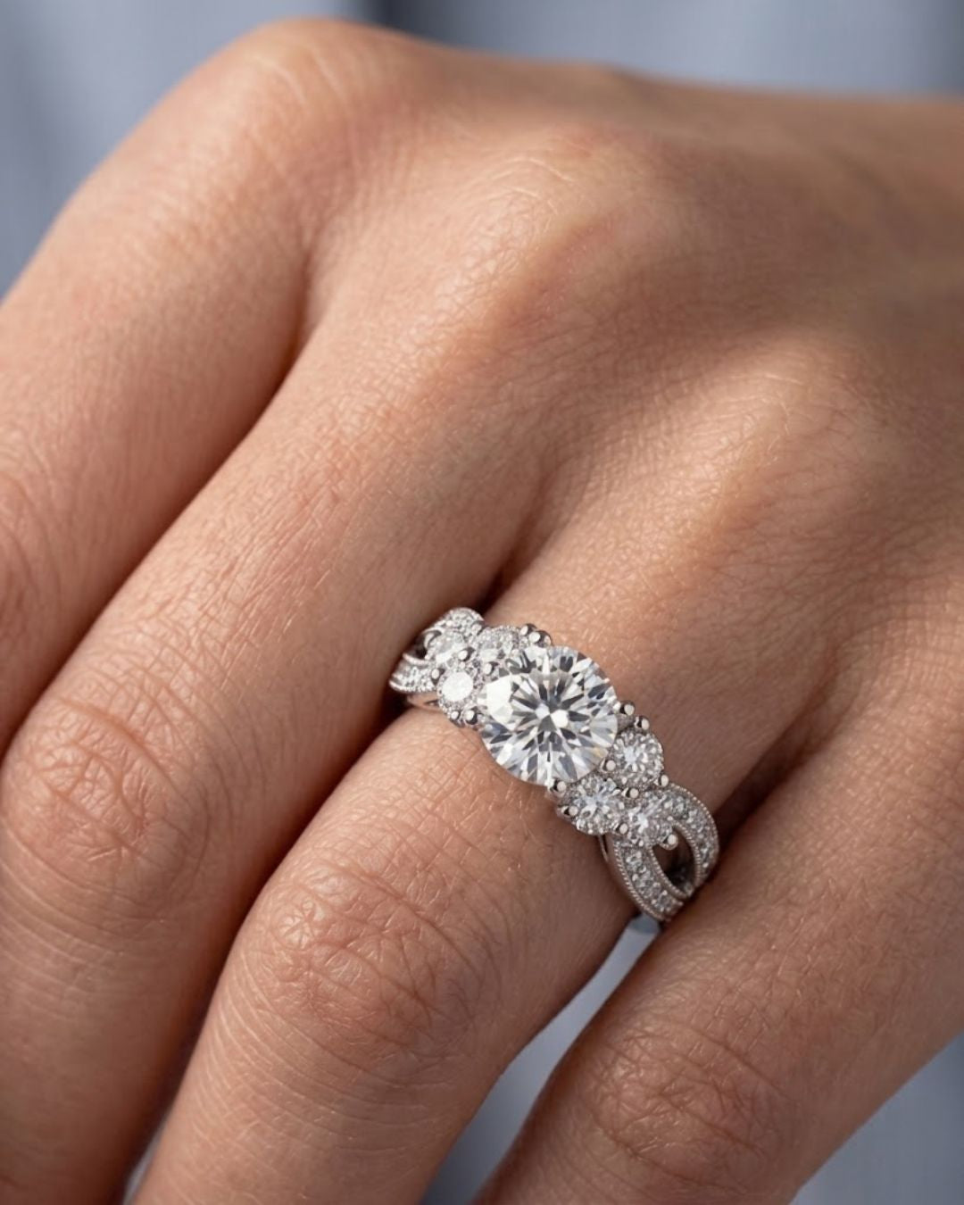 Malakan Vintage Woven Multi-Stone Diamond Ring