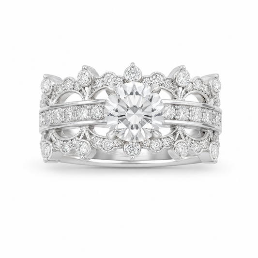Malakan Vintage Inspired Diamond Engagement Ring