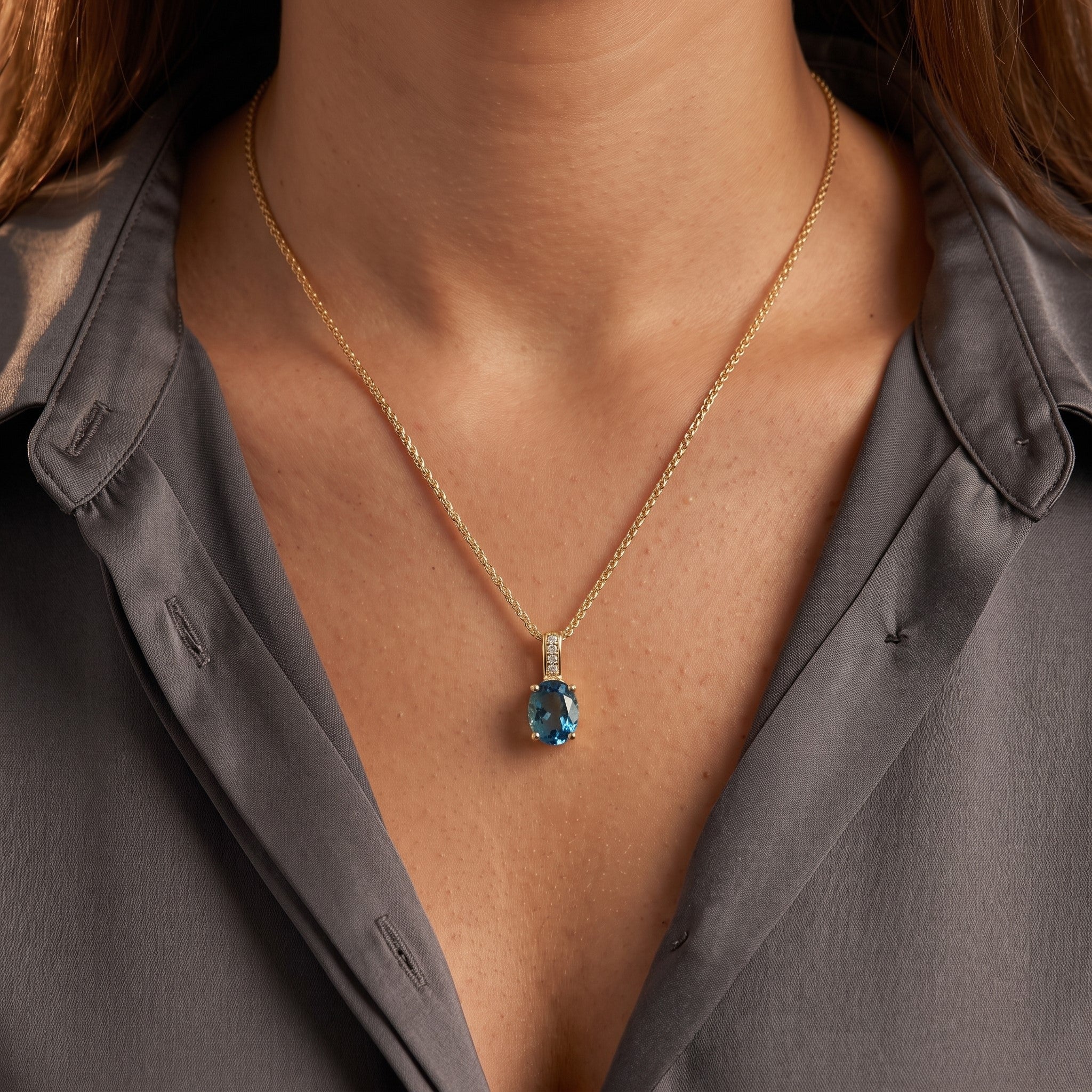 LALI London Blue Topaz & Diamond Pendant Necklace