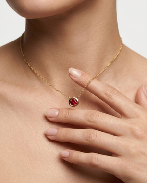 Ostbye Ruby Bezel Pendant Necklace