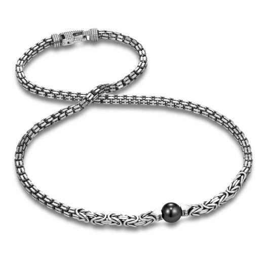 Sorrento Mixed Chain Tahitian Pearl Necklace by Mastoloni Pearls available at Talisman Collection Fine Jewelers in El Dorado Hills, CA and online. This mixed chain necklace is a luxurious piece of jewelry made with sterling silver and Tahitian pearls ranging from 11 to 12 mm in size. This bold necklace offers a classic and sophisticated look.  22" 