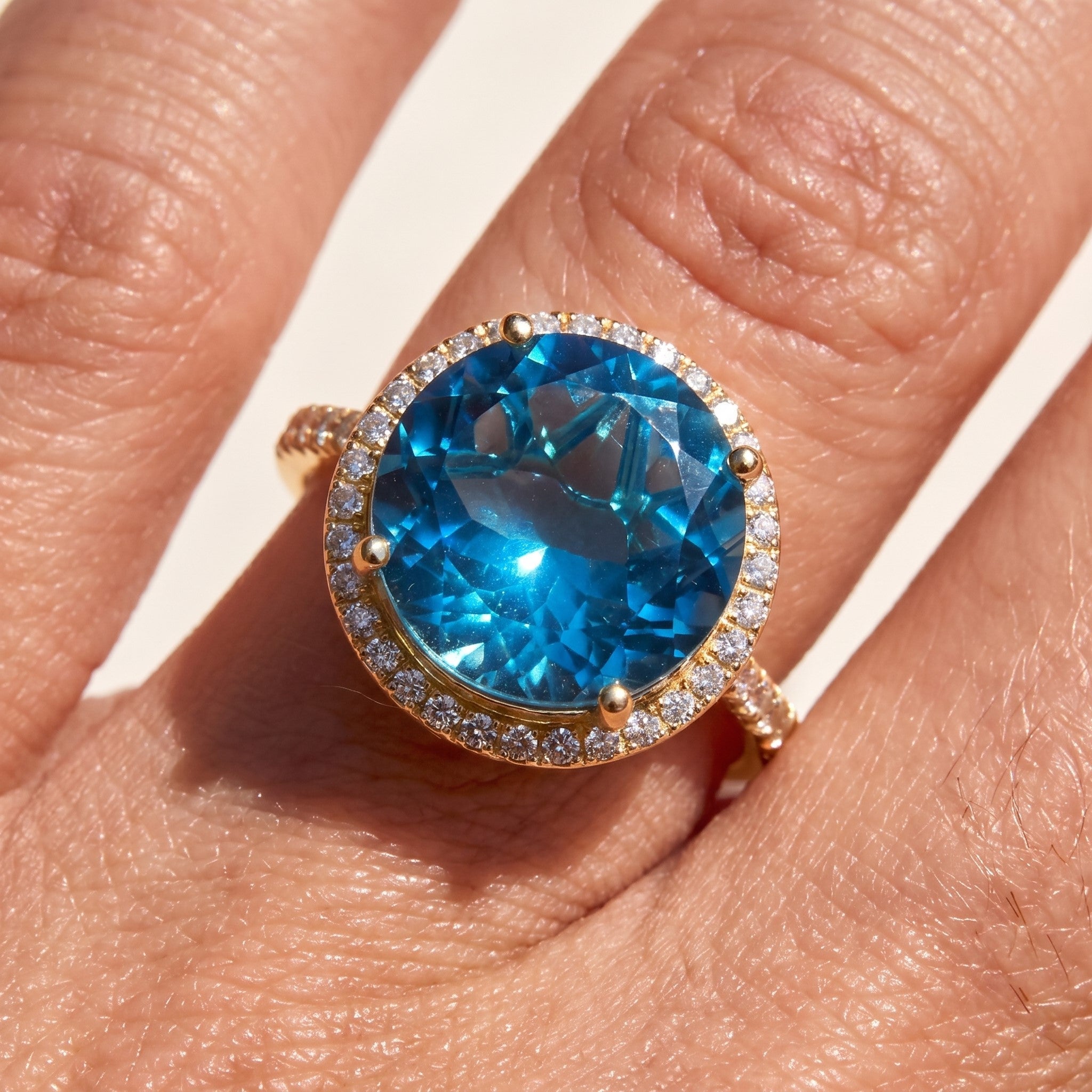 LALI London Blue Topaz & Diamond Ring