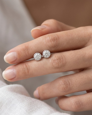 Ostbye White Sapphire Bezel Stud Earrings