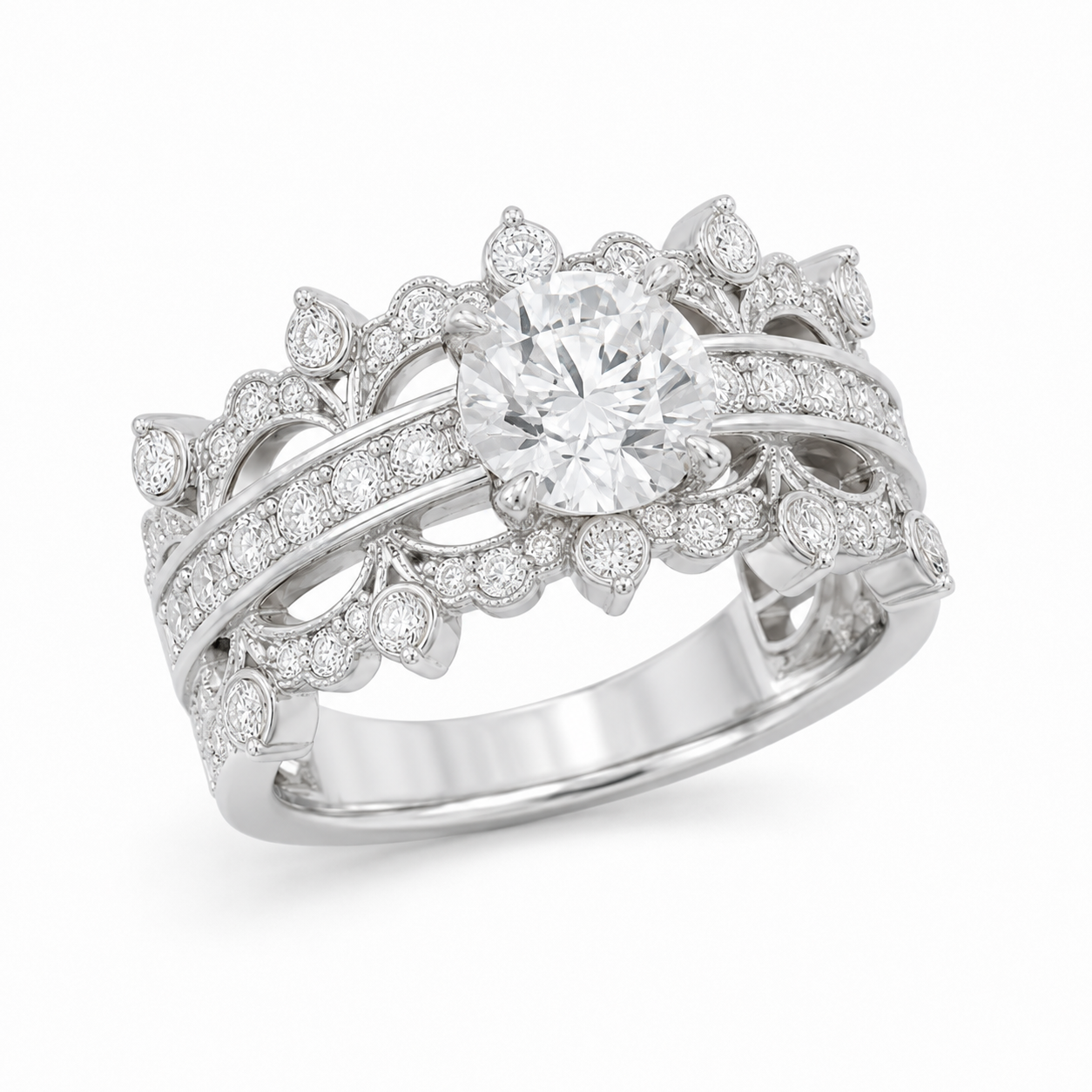 Malakan Vintage Inspired Diamond Engagement Ring