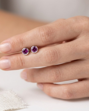 Ostbye Amethyst Bezel Stud Earrings