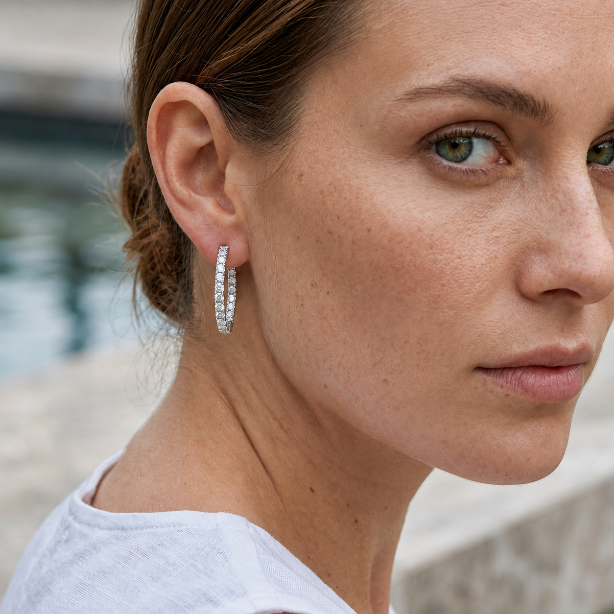 Malakan Diamond Inside Out Hoop Earrings