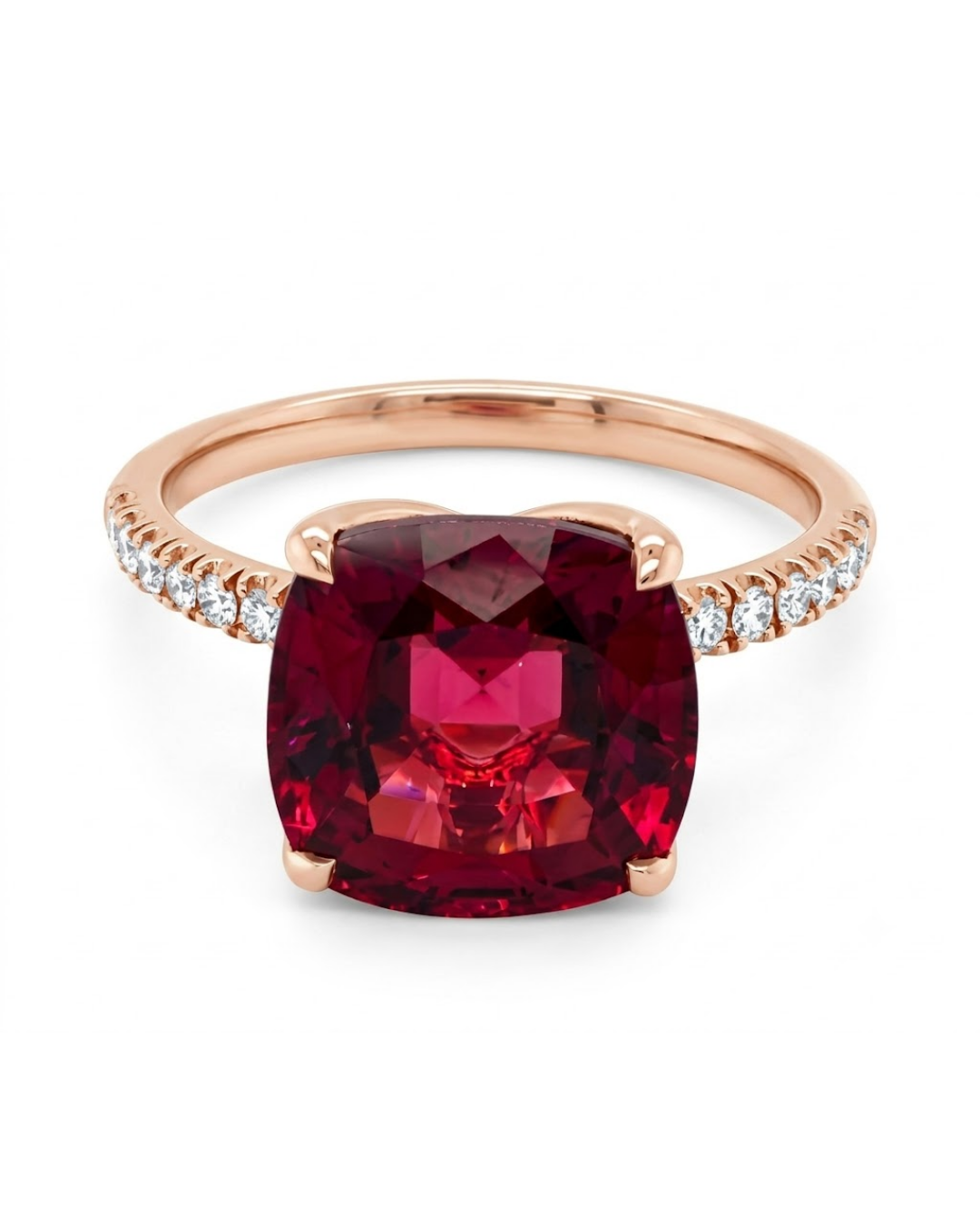 Cushion-Cut Rhodolite Garnet and Diamond Ring by Lisa Nik