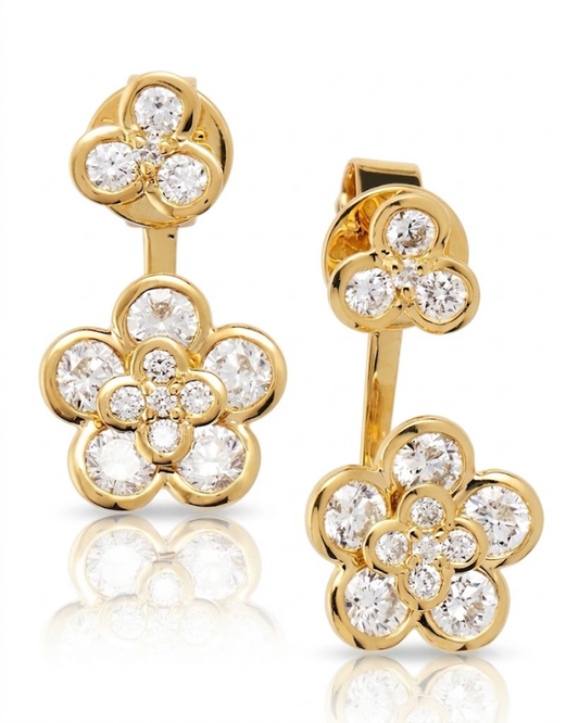 Diamond Studs with Drop Diamond Earring Jackets by Lisa Nik