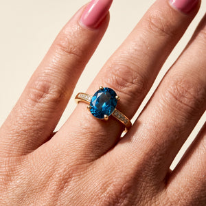 LALI London Blue Topaz & Diamond Ring