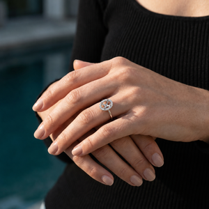 Malakan Oval Halo Semi-Mount Engagement Ring