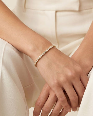 Malakan Yellow Gold Diamond Tennis Bracelet