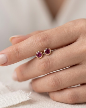 Ostbye Ruby Bezel Stud Earrings