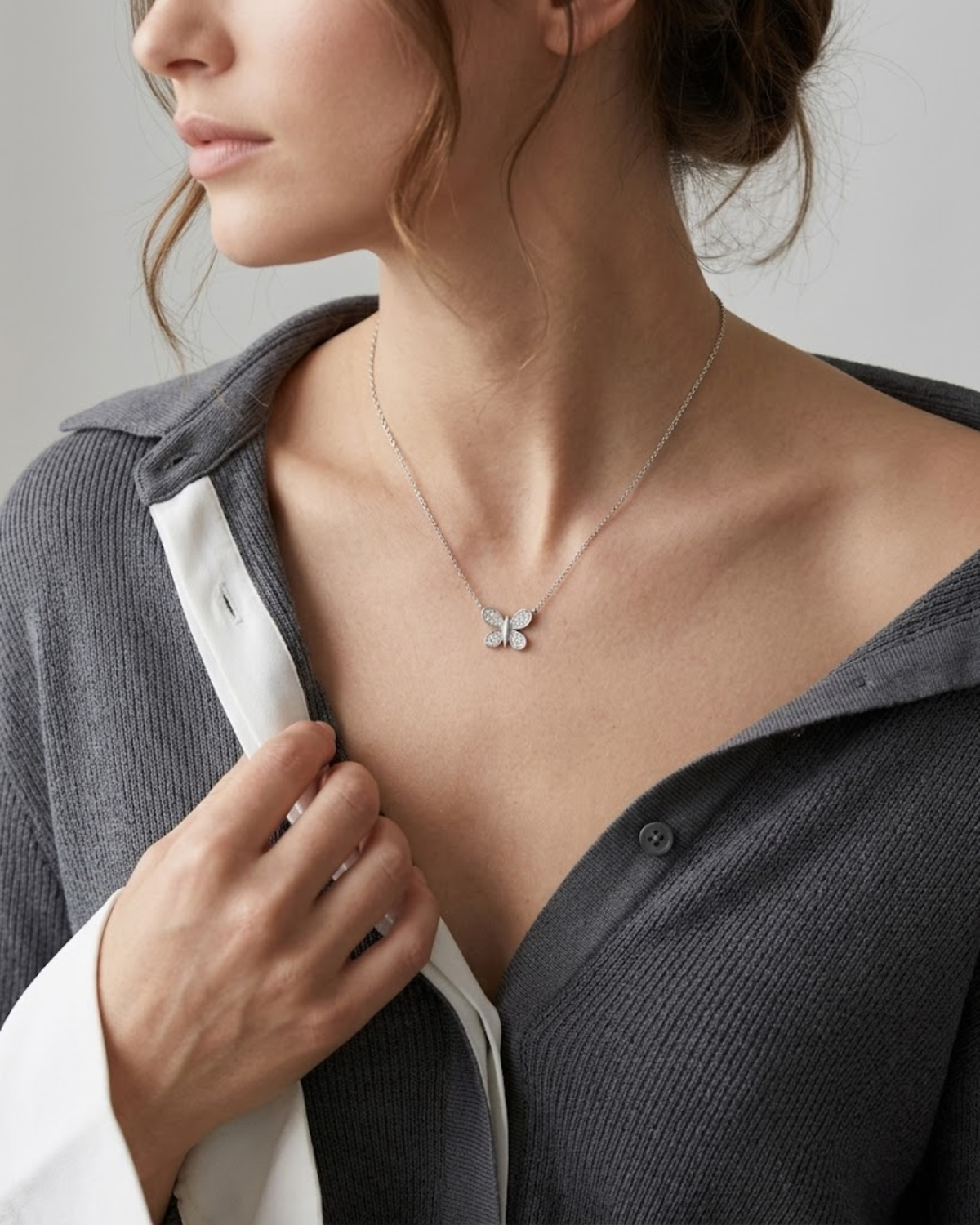 Royal Diamond Butterfly Necklace