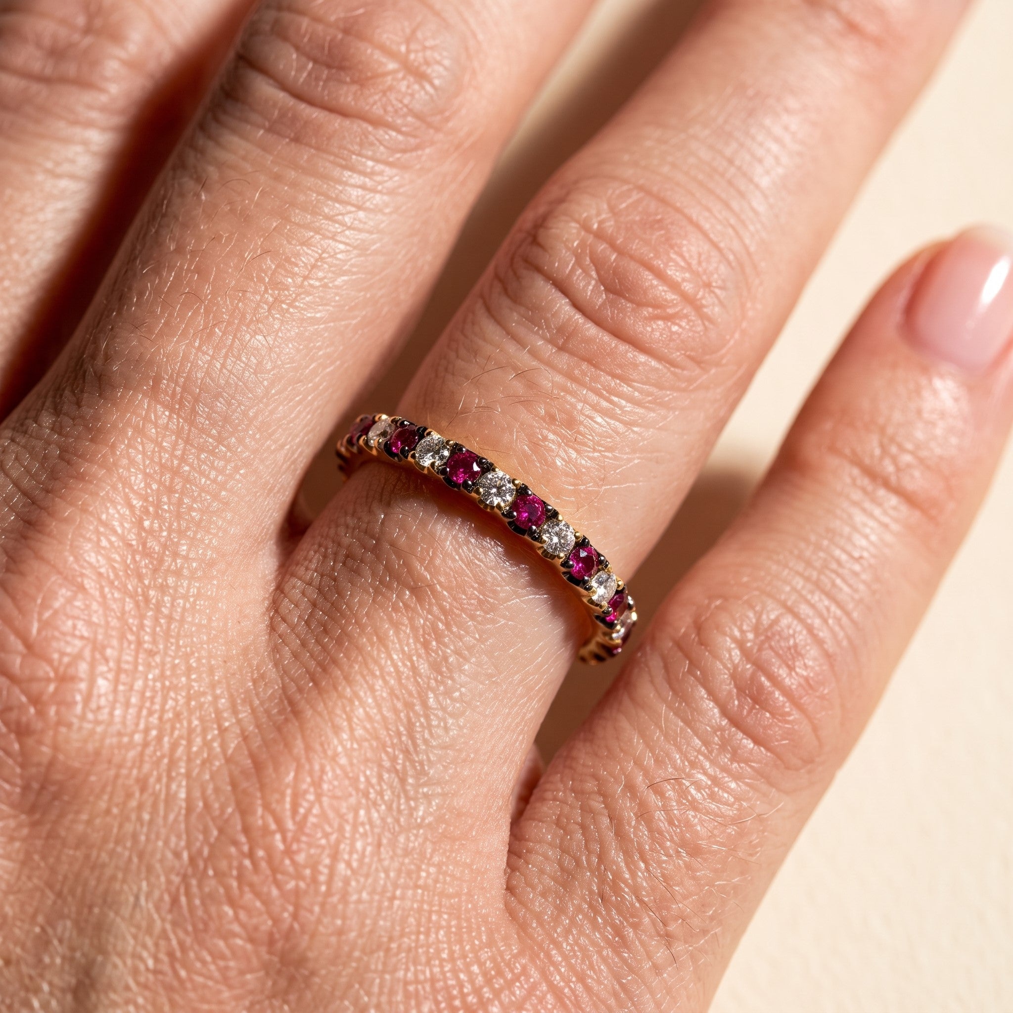 LALI Ruby &amp; Diamond Half Eternity Ring