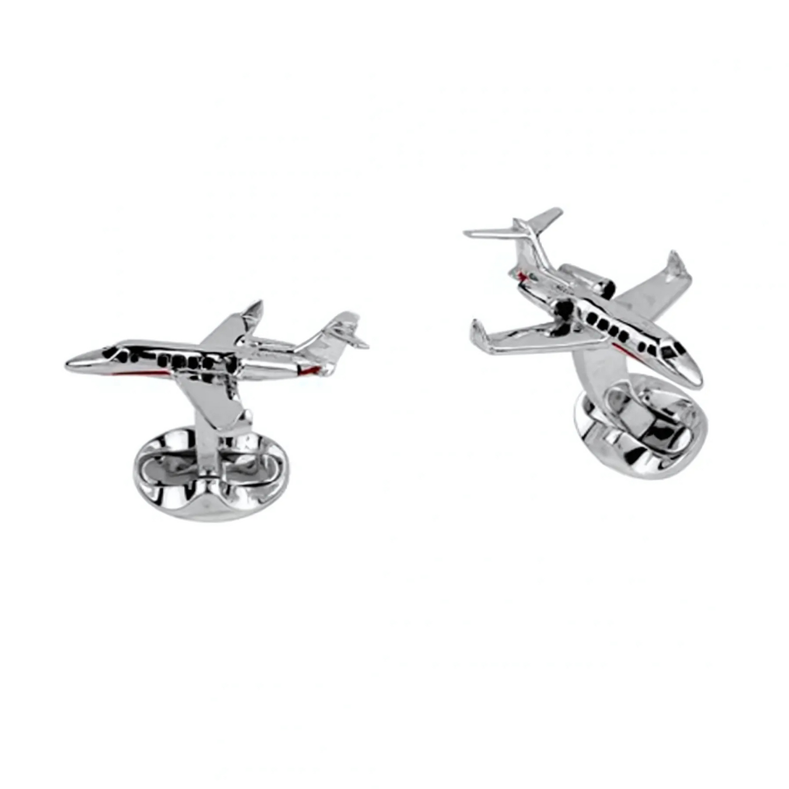 Sterling Silver Jet Cufflinks by Deakin & Francis available at Talisman Collection Fine Jewelers in El Dorado Hills, CA and online. Get ready to soar in style with these sterling silver jet cufflinks from Deakin &amp; Francis! Featuring intricate hand-enameled designs and engravable backs, these cufflinks are perfect for pilots and high-flyers, and come with a domed oval spring link for easy wearing.