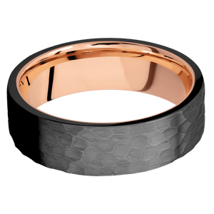 Zirconium + Hammer Finish + 14K Rose Gold