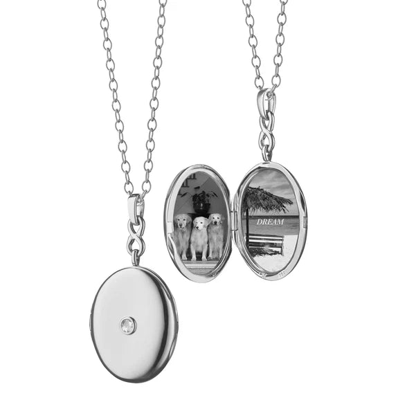 White Sapphire Infinity Locket by Monica Rich Kosann