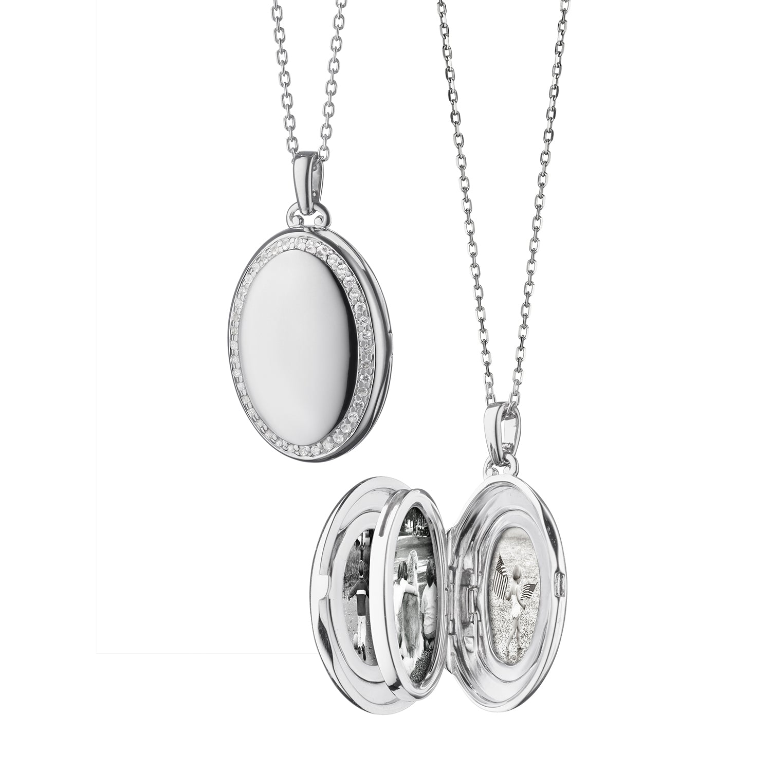 White Sapphire Border Midi Four Image Locket by Monica Rich Kosann