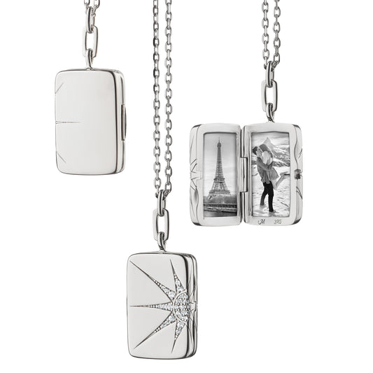 White Sapphire Sun and Star Locket by Monica Rich Kosann