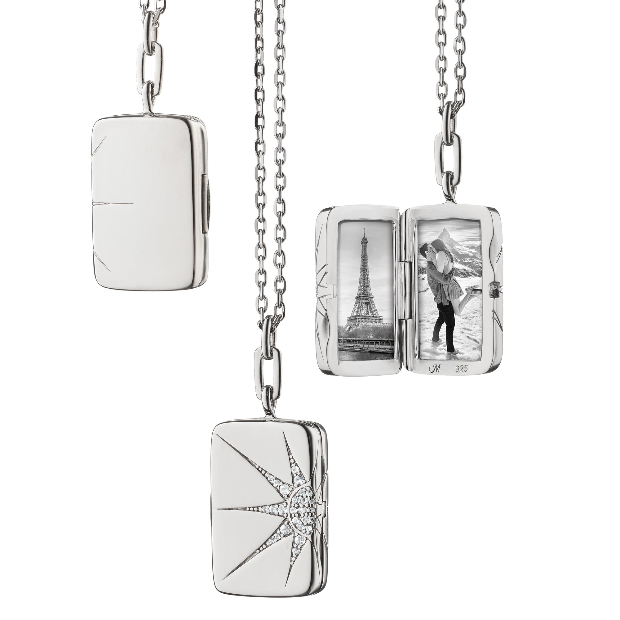 White Sapphire Sun and Star Locket by Monica Rich Kosann