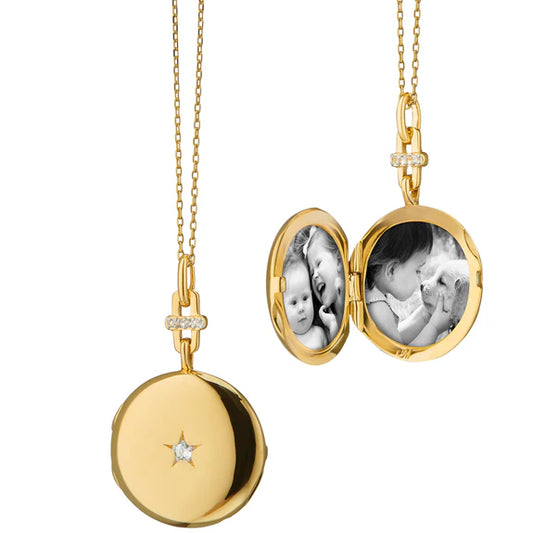 Twinkle Star Locket with Center Star Diamond by Monica Rich Kosann