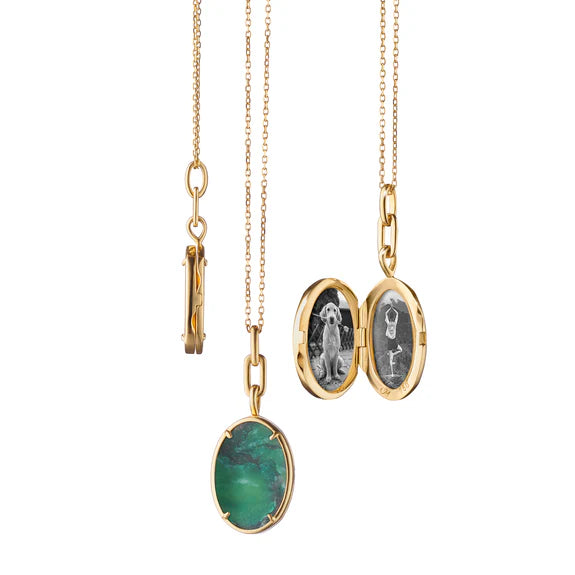 Oval Locket with Aventurine Slice by Monica Rich Kosann