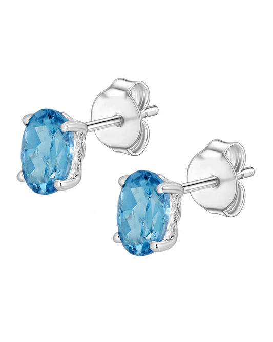 LALI Blue Topaz Birthstone Stud Earrings