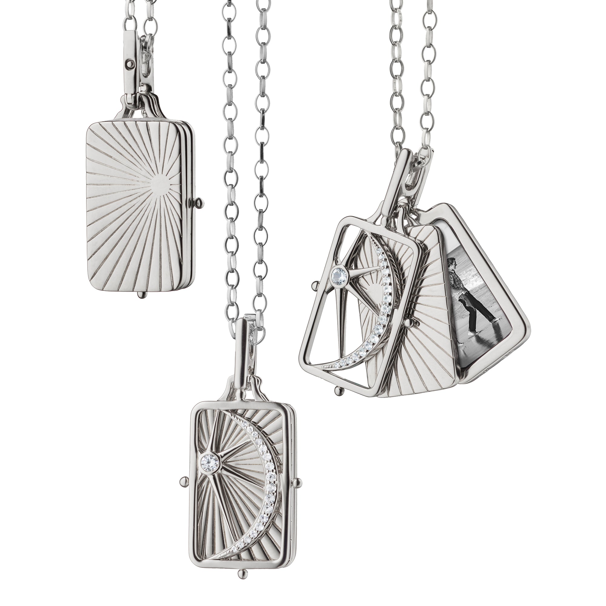 White Sapphire Sun, Moon, and Stars Gate Frame Locket by Monica Rich Kosann