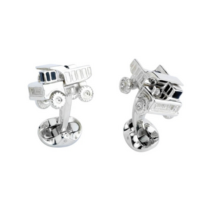 Sterling Silver Dumper Truck Cufflinks by Deakin & Francis available at Talisman Collection Fine Jewelers in El Dorado Hills, CA and online. These Sterling Silver Dumper Truck cufflinks will make you feel like a kid again. Complete with a movable bed and wheels, they're perfect for adding a playful touch to your outfit. Plus, they can be engraved for a unique touch!