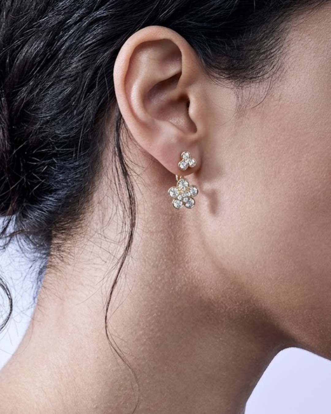 Diamond Studs with Drop Diamond Earring Jackets by Lisa Nik